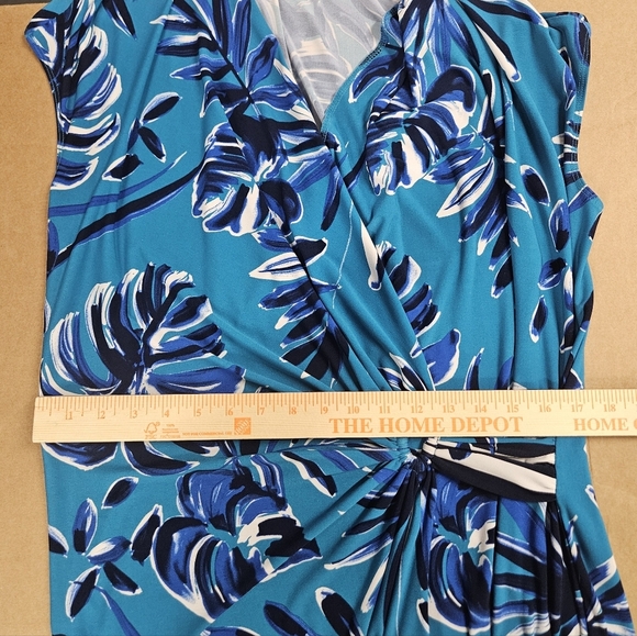Tommy Bahama Clara Blue Botanical Blitz Palm Leaf Ruched Moc Wrap Dress Beach XL - Picture 14 of 16
